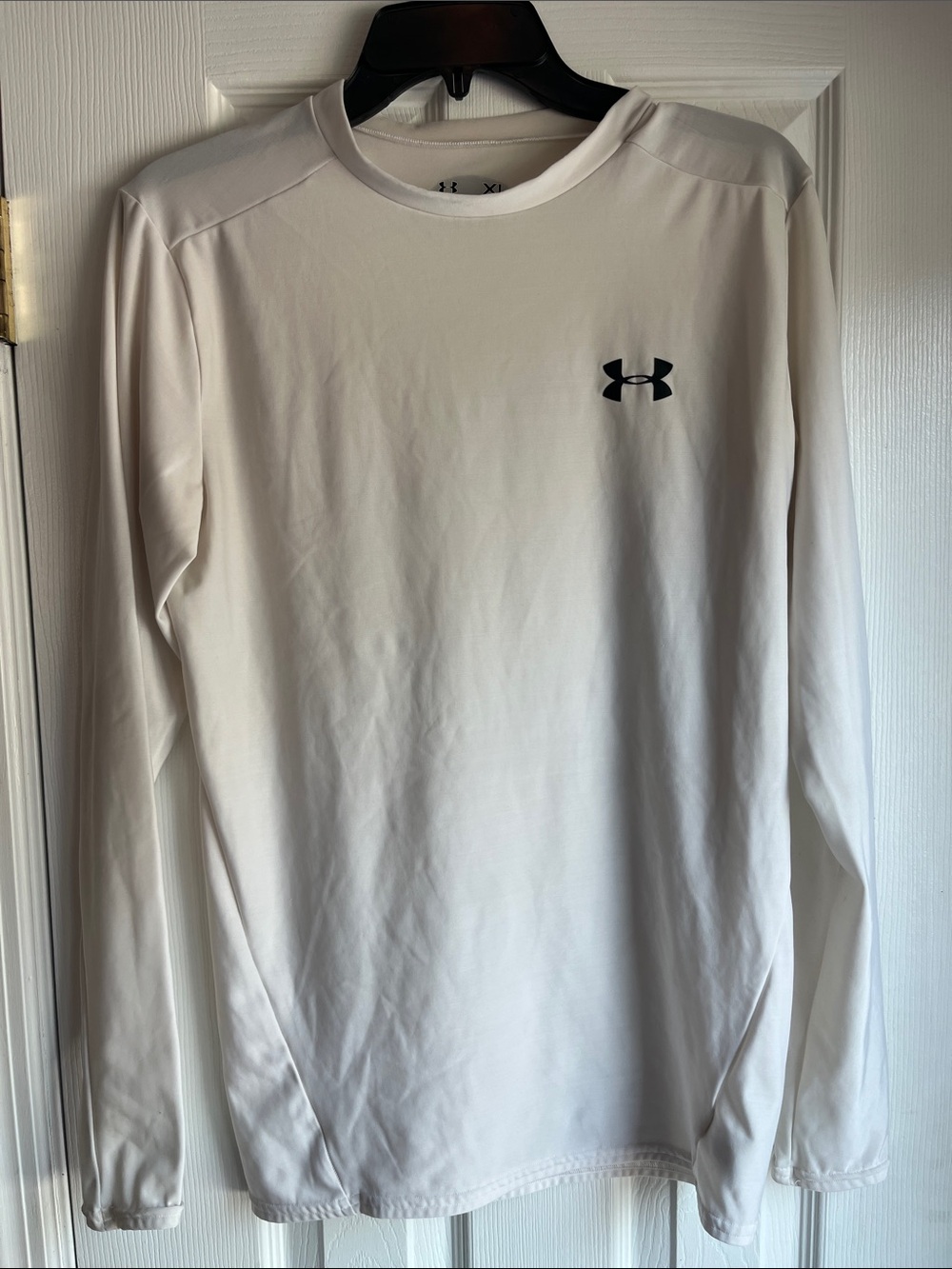 Under Armour White Long-Sleeve Compression shirt with Black Logo